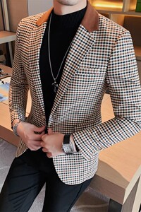 老款继续做23531-P155 西装外套男士单排扣西服千鸟格西装男图片