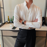 3117-P95长袖暗条纹压花衬衫男士秋季潮流修身休闲衬衣，男装衬衫，电商B333