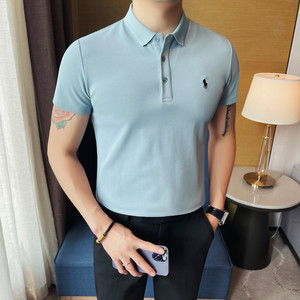 PL3608-P48 足球六边形透气网眼刺绣款短袖POLO衫男士翻领夏季T恤图片
