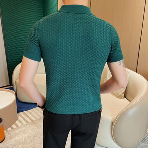 HM028-P58 针织冰丝短袖T恤男士夏季新款修身POLO衫图片