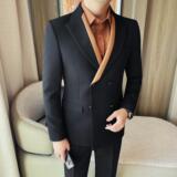 XF1069-P160单西男士春季新款双排扣纯色百搭商务休闲婚礼礼服，男装西服，电商B333