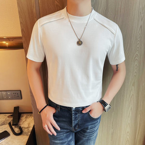 7509-P48 短袖圆领体恤男士夏季新款纯色百搭半袖T恤图片