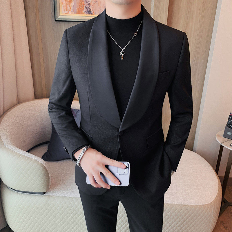 23592-P155 男士秋冬新款西装外套 潮流时尚休闲西服 礼服黑色图片