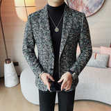 X1062-P148男士时尚百搭微弹舒适印花青年秋冬装休闲上衣西服，男装西服，电商B333