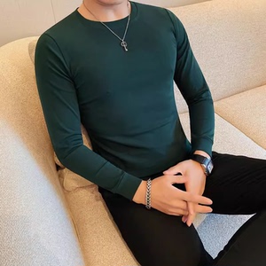 老款继续做6885-特P40 圆领打底衫男士秋冬纯色百搭修身长袖体恤图片