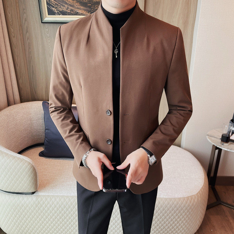 1036-P145 男士西装外套西服上衣小西装修身立领休闲潮流帅气图片