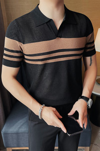 1228-P58 POLO衫男士短袖夏季新款翻领半袖针织冰丝T恤图片