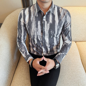 3208-P58 男士衬衫秋冬新款潮流时尚百搭休闲长袖衬衣图片