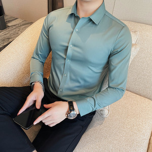 B333-CS8601衬衫-P70秋季长袖免烫衬衣男士商务休闲纯色百搭衬衫图片