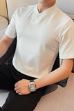 7866-P58一粒扣POLO衫无领短袖体恤纯色百搭休闲T恤，男装Polo衫，电商B333