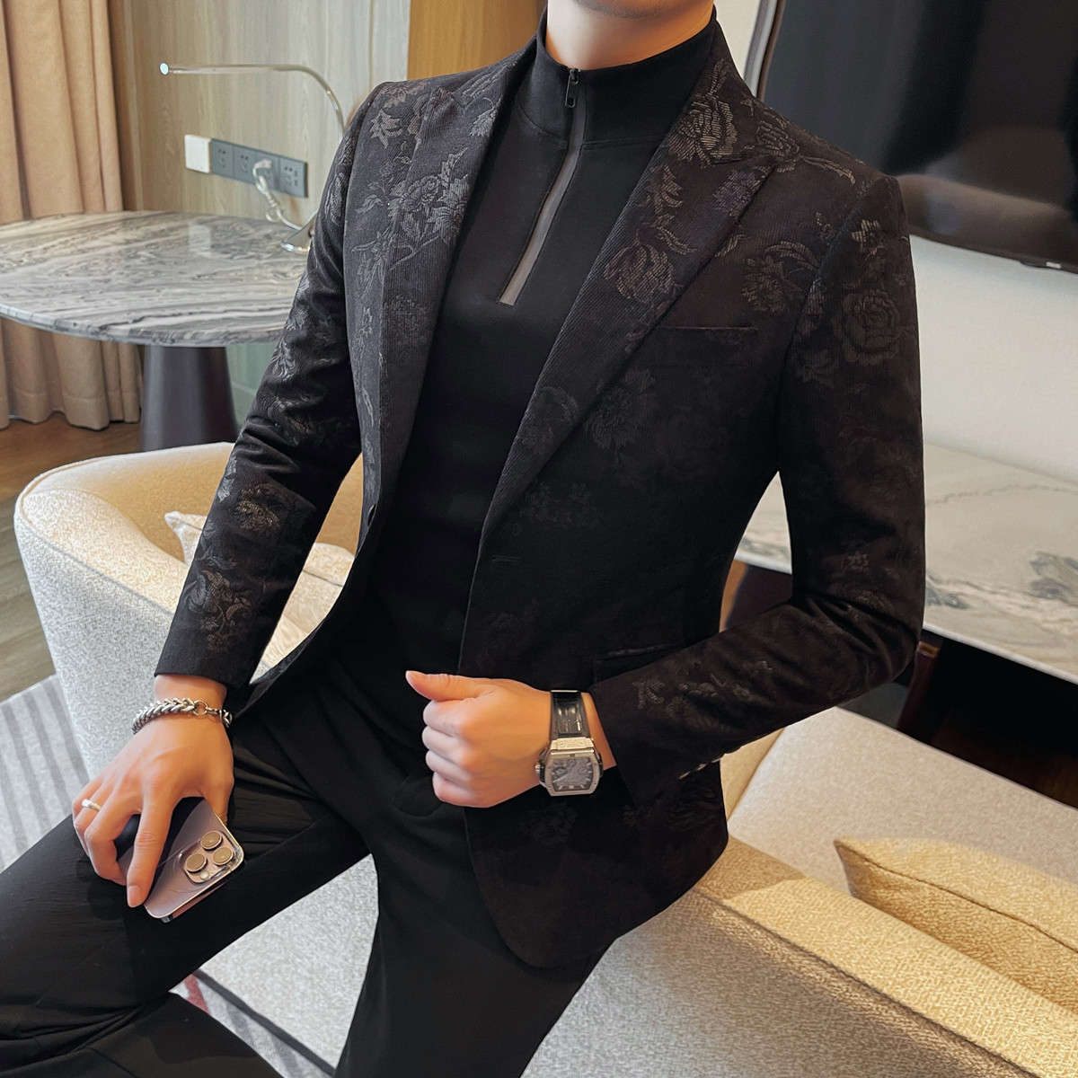 XF1070-P128花西装男士春季新款跑量款单排扣西装外套双开叉,男装西服套装,电商B333