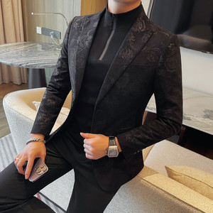 XF1070-P128 花西装男士春季新款 跑量款 单排扣西装外套 双开叉图片