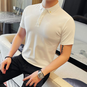 PL3611-P48 领口刺绣短袖POLO衫男士小蜜蜂刺绣商务休闲体恤修身图片