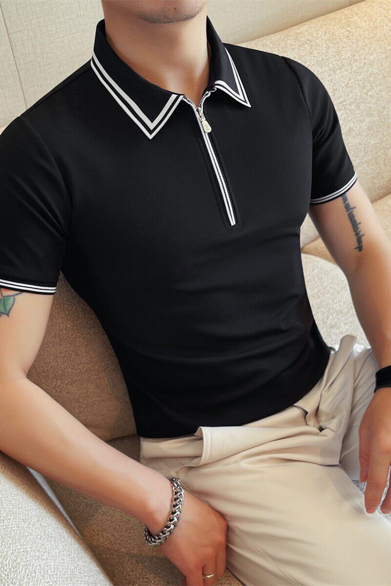 PL3602-P48短袖拉链POLO衫男士六边形蜂窝透气网眼抗皱不变形,男装Polo衫,电商B333