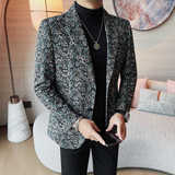 X1062-P148男士时尚百搭微弹舒适印花青年秋冬装休闲上衣西服，男装西服，电商B333