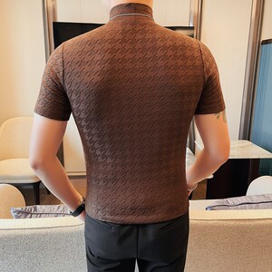 T2402-特P40 半高领短袖T恤男士夏季新款 薄款修身打底衫图片