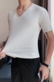 老款继续做VT01-特P40英伦型男韩版修身V领休闲T恤纯色短袖针织，男装T恤，电商B333