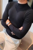 老款继续做M58-P53秋冬男士半高领毛衣韩版修身长袖套头中领纯色，男装针织衫/毛衣，电商B333
