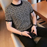 B201-P58男士夏季短袖t恤修身针织圆领拼色体恤，男装T恤，电商B333