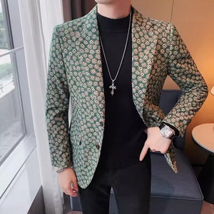 老款继续做X6060-P155 花西装外套男冬季新款修身灯芯绒休闲西服图片