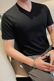 T7862-P48V领短袖体恤男士纯色百搭打底衫潮流型男修身T恤，男装T恤，电商B333