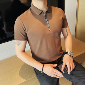 PL3610-P48足球六边形透气网眼刺绣款短袖POLO衫男士翻领夏季T恤图片