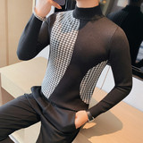 HM011-P65秋冬男士修身毛衣半高领针织衫内搭黑色紧身长袖毛衣，男装针织衫/毛衣，电商B333