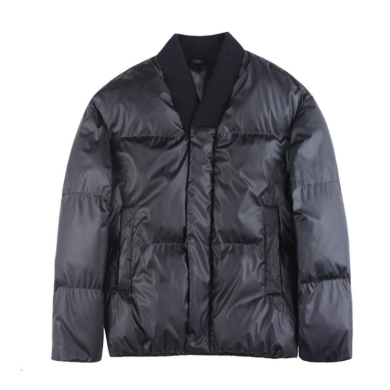 M23069-P200冬季无领宽松黑色时髦保暖简约棉服加厚短款棉衣外套,男装棉衣,电商B333