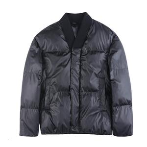 M23069-P200冬季无领宽松黑色时髦保暖简约棉服 加厚短款棉衣外套图片