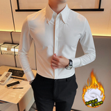 加绒3010-P68加绒衬衫白衬衫男秋冬新款商务正装休闲百搭纯色，男装衬衫，电商B333