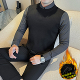 JR1320-P95加绒假两件毛衣男士衬衫领秋冬季新款男装高级针织衫，男装针织衫/毛衣，电商B333