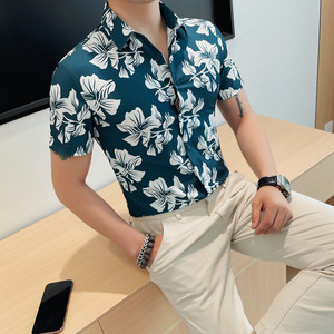 8216-P55 79  短袖衬衫男士夏季新款印花衬衣免烫图片