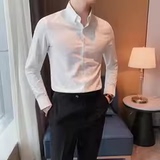 老款继续做8668-P58青年商务免烫长袖衬衫休闲纯色百搭衬衣男，男装衬衫，电商B333