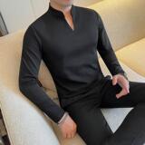 7915-P58V领长袖T恤男士秋冬新款立领纯色打底衫体恤，男装T恤，电商B333