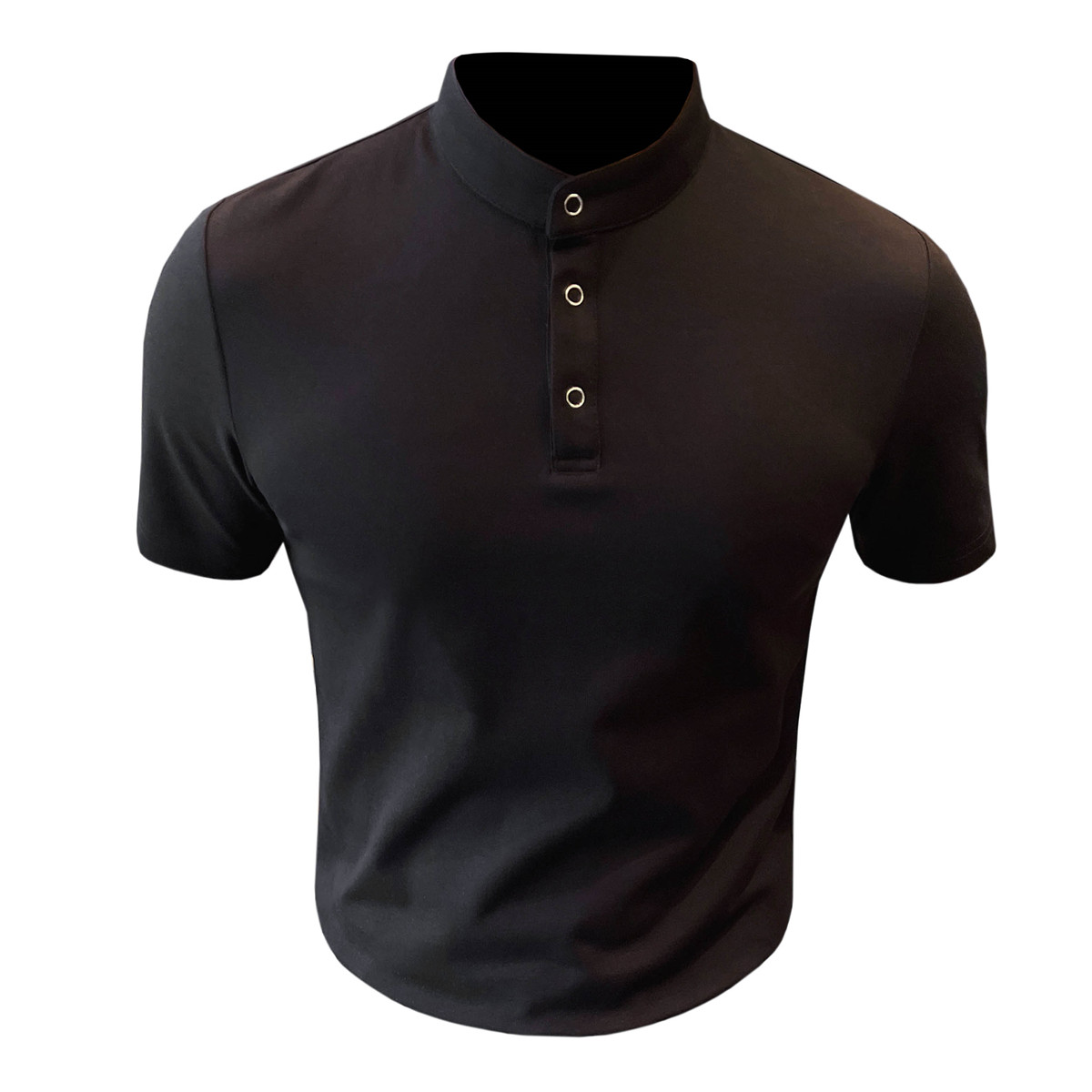 7513-P53亨利领短袖POLO衫男士夏季新款纯色百搭半袖立领T恤,男装Polo衫,电商B333