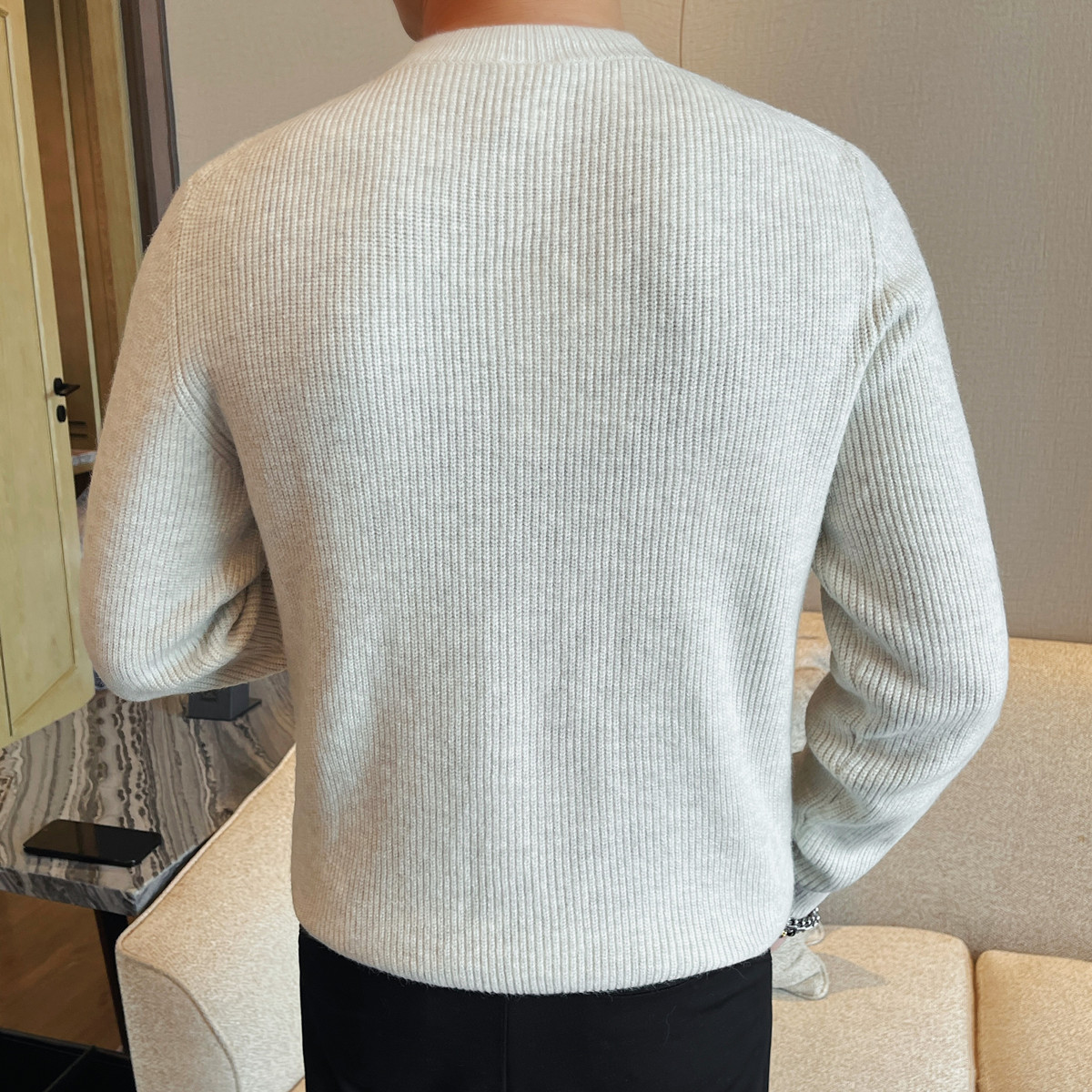 3712-P78粗针厚毛衣男士毛衣新款圆领修身弹力针织衫上衣,男装针织衫/毛衣,电商B333