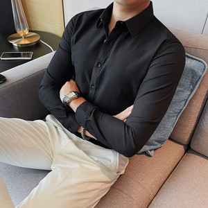 7892-P58 秋季男士长袖修身衬衫潮流休闲纯色商务衬衣图片