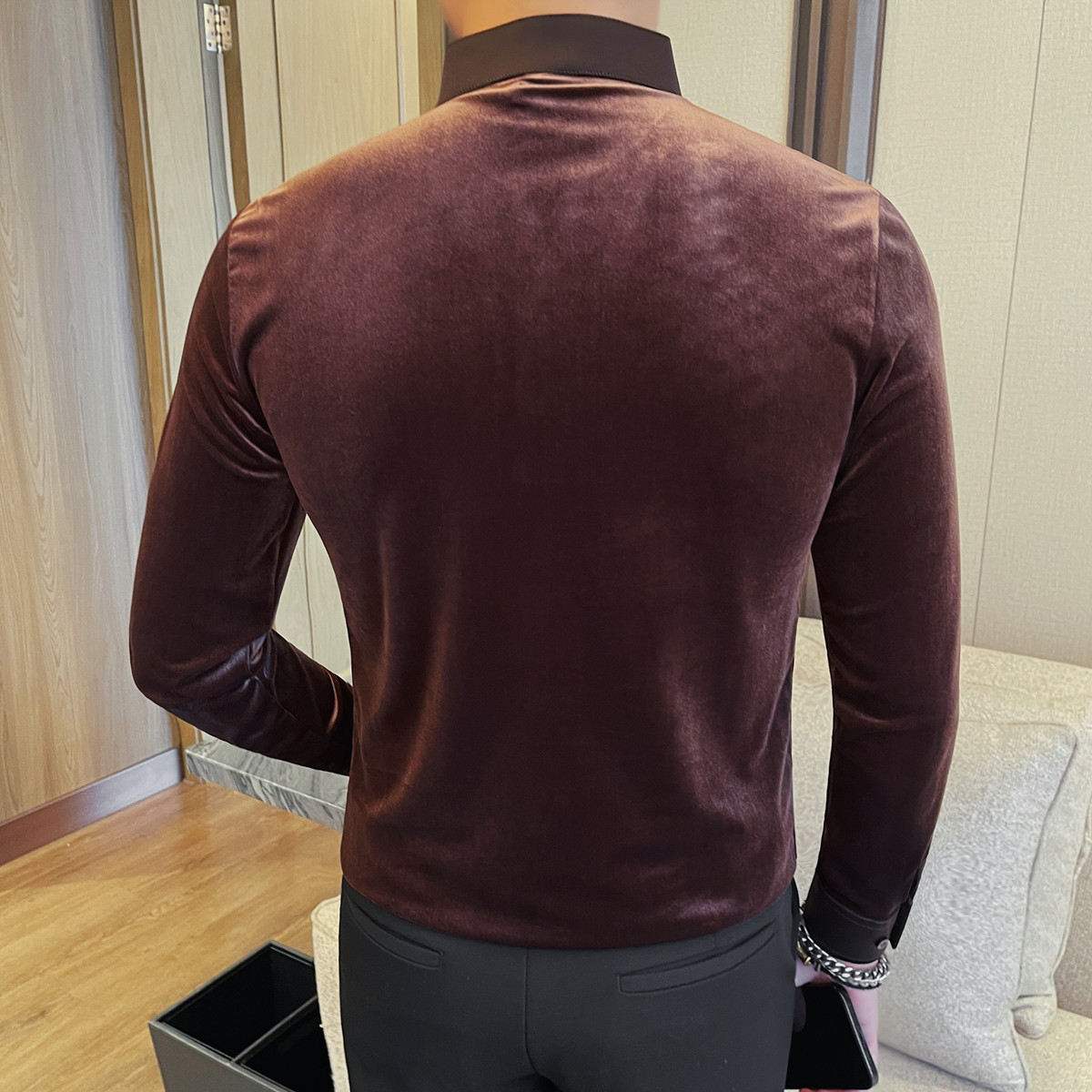 T7589-P68男士半高领长袖T恤新款修身弹力打底衫上衣高品质,男装T恤,电商B333