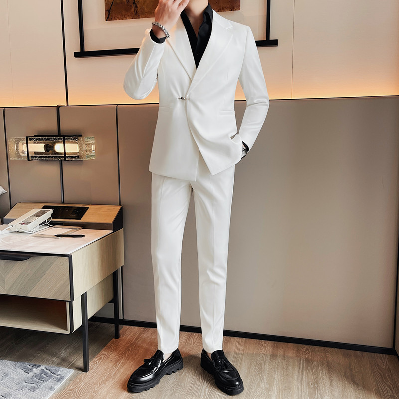TZ032-P245西装两件套男士西装外套修身商务休闲正装西服礼服套装,男装西服套装,电商B333