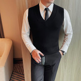 8520-P48新款毛衣男士秋冬季无袖针织衫打底内搭保暖V领背心，男装针织衫/毛衣，电商B333