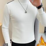 7920-P55加绒打底衫男士冬季新款半高领长袖T恤，男装T恤，电商B333