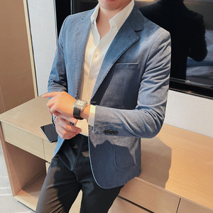 23581-P155 灯芯绒小西装外套男士修身潮流休闲帅气西服图片