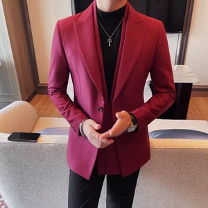 XF1043-P175 双层领西装男士秋冬新款修身纯色商务休闲 婚礼礼服图片