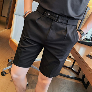 XD940-P58-夏季新款短裤男士五分裤休闲西裤纯色百搭中裤白色图片