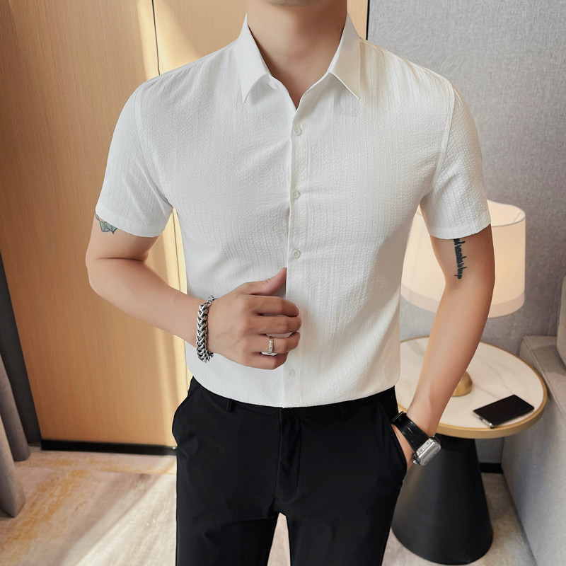 8221-P5888条纹短袖衬衫男士夏季新款修身短袖衬衣,男装T恤,电商B333