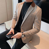 23531-P155西装外套男士单排扣个性领子单排扣西服千鸟格西装男，男装西服套装，电商B333