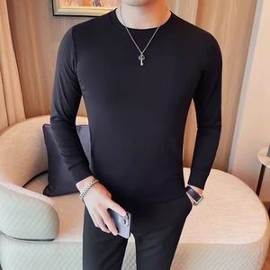 老款继续做6885-特P40 圆领打底衫男士秋冬纯色百搭修身长袖体恤图片