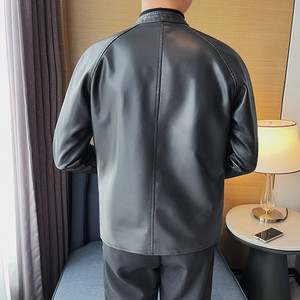 PY6805-P98 秋冬皮衣男士立领皮夹克外套修身机车帅气潮流图片