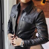 （老款一直做）JK108-P130秋冬男修身皮衣型男翻领拉链皮夹克外套，男装夹克，电商B333