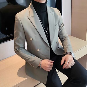 老款继续做AK76-P155双排扣纯色西装男士商务休闲单西外套西服图片